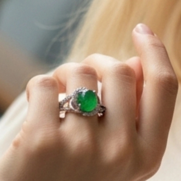 925 Sterling Silver Other - Sterling Silver Ring With Natural Green Diopside 1.70 Ct With Apprasial